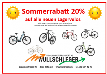 Sommerrabatt Velos 2026